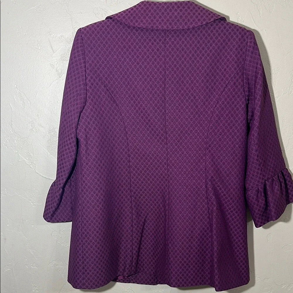 Giorgio Sant'Angelo Womens Purple Textured Ruffle‎ Sleeve Blazer Jacket Size 10